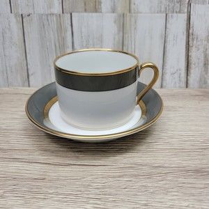 Fitz and Floyd Gray Renaissance MCML XXI Inglaze Cup and Saucer